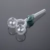 Mini Bong Pipes Double Glass Oil Burner Skull Form Bubbler Tube för vattenrörets tillbehör SW29