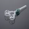 Mini Bong Pipes Double Glass Oil Burner Skull Shape Bubbler Tube For Water Pipe Accessaries SW29