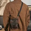 Sacos de cintura Saco de couro genuíno vintage homens multi função portátil ao ar livre casual split gancho desgaste cinto crossbody bolsa de alta qualidade 230920