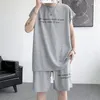 Men's Tracksuits Fashion Casual Loose Comfortable Sets Round Neck Vests Capris Streetwear Male Solid Letters Embroried Two-piece M-5XL