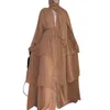 Etniska kläder Chiffon Open Abaya Dubai Turkiet Kaftan Muslim Cardigan Abayas Dresses For Women Casual Robe Kimono Femme Caftan Islam Clothing 230921