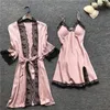 Damen-Nachtwäsche, 4-teiliges Set, Schlafanzug, Damen-Spitzen-Set, sexy V-Ausschnitt, Cami-Nachthemden, bequeme Pyjama-Nachtwäsche, Frühlings-Nachthemd, modische Heimkleidung 230920