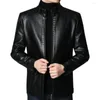 Men's Jackets Men Faux Leather Jacket Stylish Warm Windproof Trendy Outerwear For Autumn Winter Fall