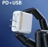 USB A 18W 벽 충전기 유형 C PD 2.4A 스마트 폰 용 빠른 충전 충전기