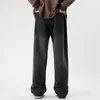 Jeans da uomo Pantaloni larghi da uomo Pantaloni larghi casual larghi Nero Grigio a righe Streetwear Uomo Abbigliamento in denim Kpop 230920