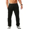 Calças masculinas de algodão linho verão cor sólida respirável calças casuais cintura elástica fitness hip-hop streetwear pant