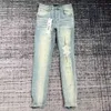 Frauen Jeans Designer Lila Marke High Street Lila Retro Farbe Spot Schlanke Füße Micro Elastische Jeans Männer Marke Hip-hop Mode Zipper Loch Plus Größe Jeansjk3y