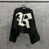 Herrtröjor Aprikos RAF Simons Rs tröja män Kvinnor Bat Skjorta Sleeve Stick Sweatshirts T230921