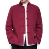 Męskie kurtki jesień chiński w stylu chiński bawełniany płaszcz luźny kimono kardigan mężczyźni solidny kolor kurtki wierzcha płaszcze M-5xl