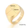 Cool Smooth Shiny 18mm Wide Round Rings Stainless Steel Large Mens Ring 6-10# Gold Silver