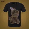 Novo estilo phillip plain men t camisas designer pp crânio diamante t camisa de manga curta dólar urso marrom marca t alta qualidade crânio224r