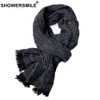 Bufandas SHOWERSMILE Azul Sólido Hombres Otoño Invierno Accesorios para Cálido Largo Casual Marca Bufanda Bufanda 230921