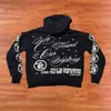 Erkek Hoodies Sweatshirt Dropshipping Hellstar Hoodies yıkanmış retro alev mektubu baskı kapüşonlu kazak hip hop sokak moda cehennem sweatshirt t230921