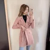 Mulheres Trench Coats Deerskin Veludo Windbreaker Casaco Mulheres Primavera Outono Double-breasted Overcoat Coreano Casual Slim Médio a Longo