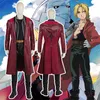 Anime Costumes Anime Edward Elric Fullmetal Alchemist Cosplay Costplay Wig Red Pu Hooded Windbreaker Coat