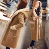 Women's Fur Winter Long Suede Leather Jackets Women Plus Size Female Hooded Faux Lined Jacket Mid-length Coats Ladies Windbreakers