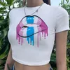 女性のTシャツフェムボーイ2000年代グラフィッククロップトップガールTrashy Kawai FairycoreTシャツ