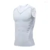 Herrkroppsformar formade män is-silk bantning jonisk formning väst shaper kompression t-shirts tank top mage kontroll fitness skjortor