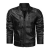 Mens Leather Faux Moto Biker Coat Autumn winter Jacket Men Stand Collar Slim Pu Fashion Motorcycle Causal 230921