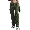 Men's Pants High Waist Baggy Cargo Jeans For Women Flap Pocket Relaxed Fit Straight Wide Leg Y2K Fashion