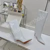 Modische High Heels, einfarbig, einfarbig, kniehohe Stiefel aus Schaffell, spitze Zehen, prägnant, beliebt, reifer Anstrich, Temperament-Stil, Winter, weiblich, sexy, reife Designerin