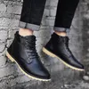 Laarzen Herfst Winter Leer Heren Enkel Slijtvast Antislip Herenmode Zwart Veterschoenen Werk Chaussure Homme