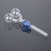 Mini Bong Pipes Double Glass Oil Burner Skull Shape Bubbler Tube For Water Pipe Accessaries SW29