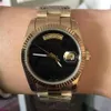 AAA Luxury Mens Watch 36mm Automatic Mechanical Big Black Face Sapphire Original 18K Gold rostfritt stål LASP WACKES252U