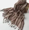 Scarves Fashion Men's Cotton And Linen Striped Brown Scarf Long Shawl Japanese Unisex Style 230921