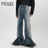 Jeans pour hommes FEWQ bouton en métal conception jambe large lâche plancher Slam pantalon fendu ourlet mâle pantalon mode coréenne 24X1484 230920