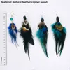 S3786 Bohemina Ethnic Tribe Natural Feather Earrings Retro Peacock Feather Dangle Earrings