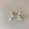Stud Earrings WTLTC Retro Multi Mini Shell Flower For Women Double Side Pearls Post French White Ball Studs