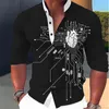 Camisas casuais masculinas camisa máquina órgão 3d impressão gola preta ao ar livre rua manga longa roupas moda vestido designer