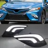 Car DRL LED Daytime Running Light For Toyota Camry 2018 2019 2020 XSE SE with yellow turn signal Relay Fog lamp cover