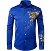 Chemises habillées pour hommes Mode d'automne Luxe Social Revers Boutonné Casual Dot Print Manches longues Tops Pulls