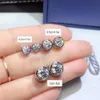 Brincos de diamante em ouro maciço 6,5 mm 1ct 5 mm 0,5ct redondo brilhante corte d cor Vvs moissanite em ouro amarelo 18k ouro branco