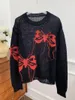 Pulls pour femmes Motif papillon Femmes Pull en tricot Trou Lâche Manches longues Casual 2023 Début Automne Femme O-Cou Jumper