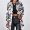 Women's Jackets Vintage Letter Irregular Printing Blazer Women Jacket High Street Fashion 2022 New Plus Size Elegant Lady Coat American Stylish T230921