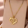 Rostfritt stål A-Z Letters Namn Heart Shape Pendant Necklace 18K Real Gold Plated Classic Jewelry