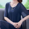 Damenblusen, große Chiffon-Shirts, Frauen, kurzärmelig, koreanische lockere Modekleidung, weiblich, elegant, solide, gespleißte Schleife, 5XL 2712