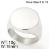 Cool Smooth Shiny 18mm Wide Round Rings Stainless Steel Large Mens Ring 6-10# Gold Silver