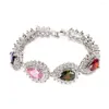 Schakelarmbanden Fleure Esme Mode Edele Royale Dames Met Bedels Drop Roze Blauw Peridot Zirkonia Gerhodineerd R660