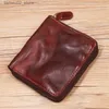 Money Clips Genuine Leather Wallet For Men Male Women Cowhide Vintage Handmade Short Zipper Around Men's Purse Card Holder With Coin Pocket Q230921