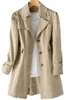 여성 트렌치 코트 패션 캐주얼 바람막이 한국어 버전의 긴 코트 숙녀와 여성을위한 재킷 230920