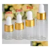 Verpakking Flessen Groothandel Sier Cap Witte rubberen dop 1 ml 2 ml L 5 ml per etherische olie Amber helder glazen druppelflesje Potten flesjes met Dhsu3