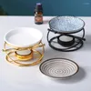 Candle Holders Tealight Warmer Burner Oil Lamp Diffuser Aroma Geometric Metal Wax Melt Ceramic Aromatic Essential Holder