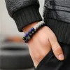 Link Bracelets 2pcs/set Men Natural Matte Lapis Lazuli Stone White Frosted Beads Energy Stretch Charm Jewelry For Women