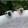 Klusterringar Sapphire Ring Natural and Real Blue 925 Sterling Silver Gem Size 4 6mm Luxury Style