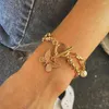 Charm Armbanden Goud Kleur Vlinder Voor Vrouwen Hip Hop Dubbellaags Parel Ronde Kraal Kettingen Armband Mode-sieraden Pulseras Mujer