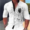 Camisas casuais masculinas camisa máquina órgão 3d impressão gola preta ao ar livre rua manga longa roupas moda vestido designer